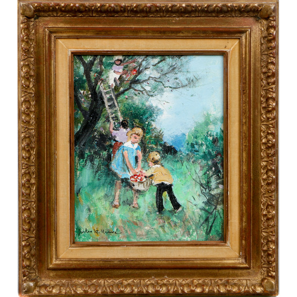 Jules René Hervé, (1887-1981, Frankrike, äppleskörd, olja på duk, signerad