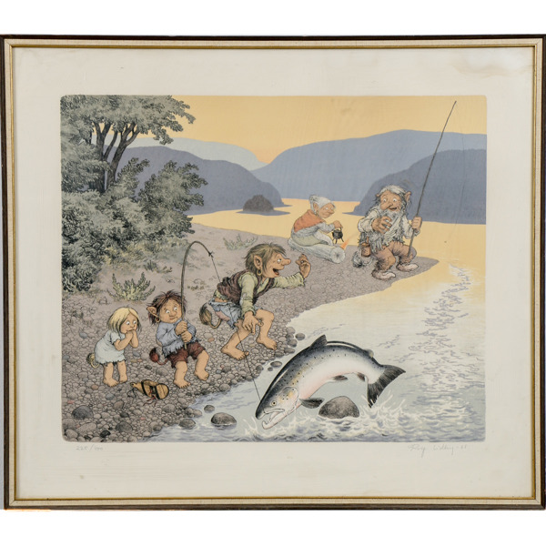 Rolf Lidberg, troll, litografi, signerad