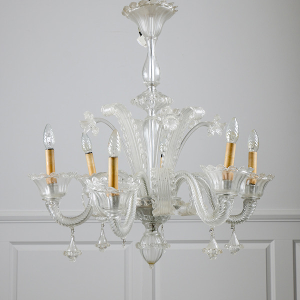 Ljuskrona, Venetiansk stil, 6 st ljusarmar,1900-talets första hälft