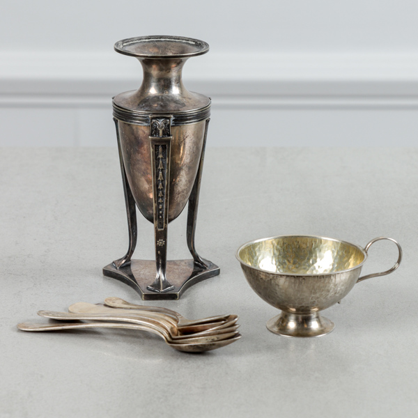 Skedar och punchmugg, silver, 106g