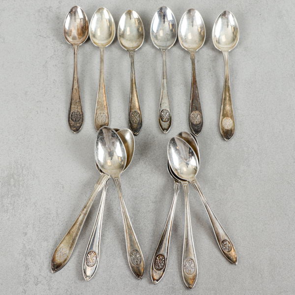 Skytteskedar, 12st, silver, 182g