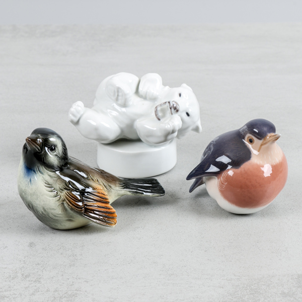 Figuriner, 2 st Royal Cpenhagen samt 1 st Goebel