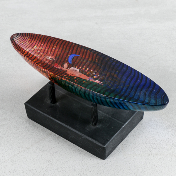 Bertil Vallin, skulptur, båt, konstglas, Kosta Boda, signerad