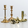 Ljusstakar, 3 st, mässsing samt servetthållare, 2 st
