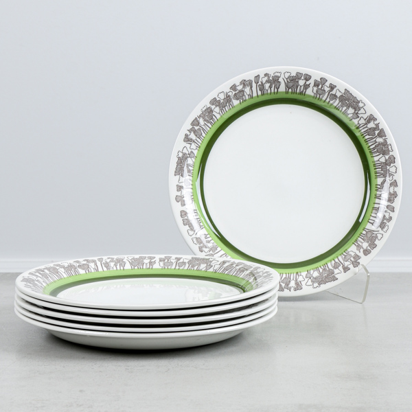 Mattallrikar, 6 st, "Tulpan", Gefle