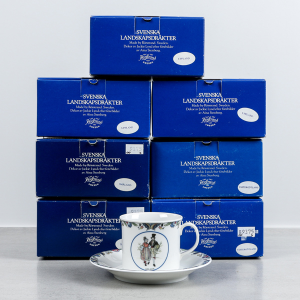 Kaffekoppar, 8 st,  "Svenska Landskapsdräkter", Rörstrand