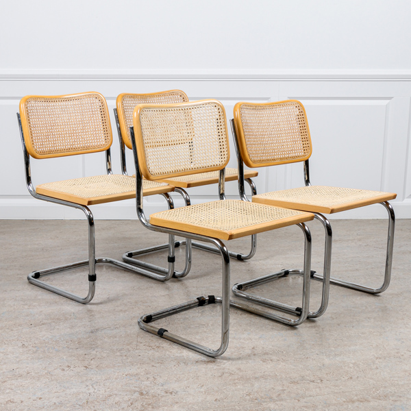 Stolar, 4 st, kromat stål och rotting, 1900-talets andra hälft