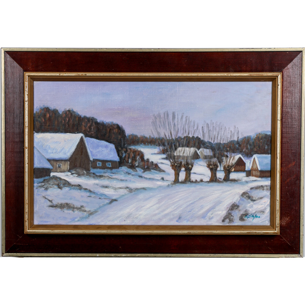 Birger Stafås, vinterlandskap, olja på duk, signerad