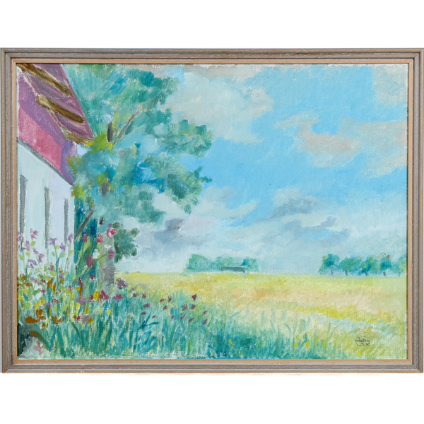 Oidentifierad konstnär, sommarlandskap, olja på duk, signerad