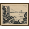 Otto Wackernagel, "South View of George Washington bridge", etsning, signerad