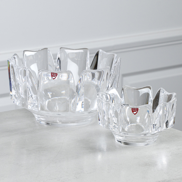 Kristallskålar, 2 st "Corona", Lars Hellsten, Orrefors, signerade