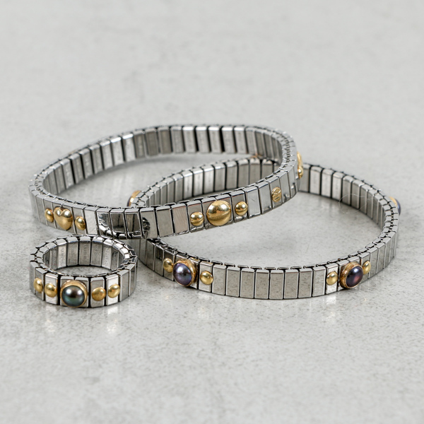 Armband och ring, 3 delar, Nomination, Stål med gulddetaljer