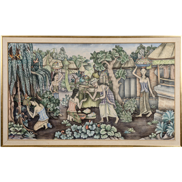 Ketut Sepi, figurscener, Bali, olja på duk, signerad