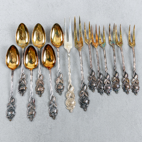 Kaffe/dessert-bestick, 14 delar, silver, 147g