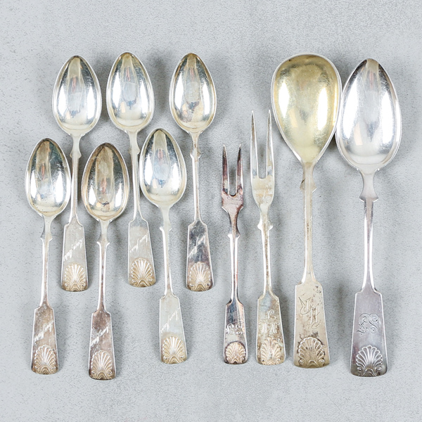 Bestick, 10 delar, silver, "Snäck", 138g