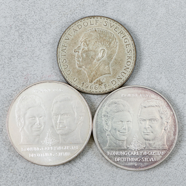 Mynt, 2st 50kr, 1st 5kr, Sverige