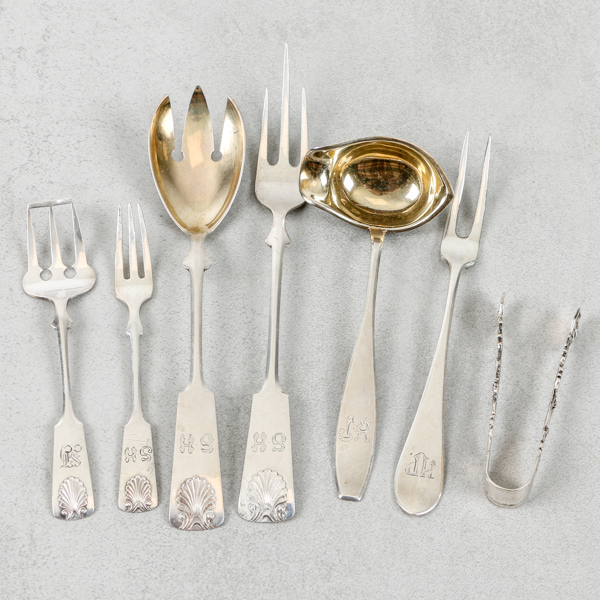 Uppläggningsbestick, 7 delar, Silver, 138g