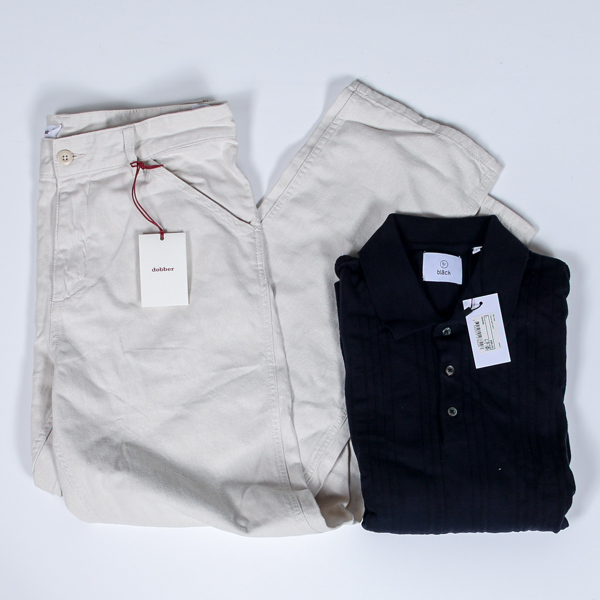 Byxor, Dobber, W33, samt piké, Bläck, herr strl L