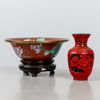 Skål och vas, cloisonné, Kina, 2 dlr