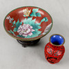 Skål och vas, cloisonné, Kina, 2 dlr