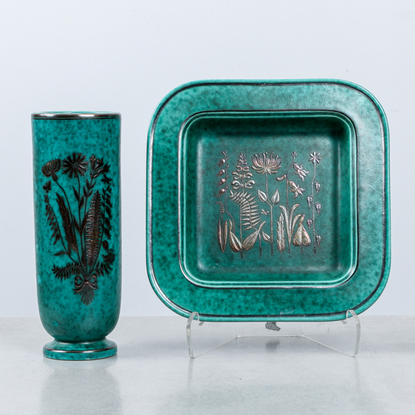 Wilhelm Kåge, 2 delar "Argenta", stengods, Gustavsberg