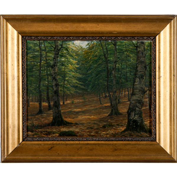 Wilhelm Dahlbom, bokskog, olja på duk, signerad och daterad 1921