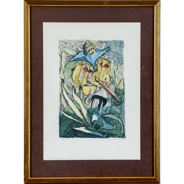 Karl Axel Pehrson, blomster, litografi, signerad