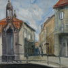 Emil Hellbom, S:t Eriksgränd, olja på pannå, signerad