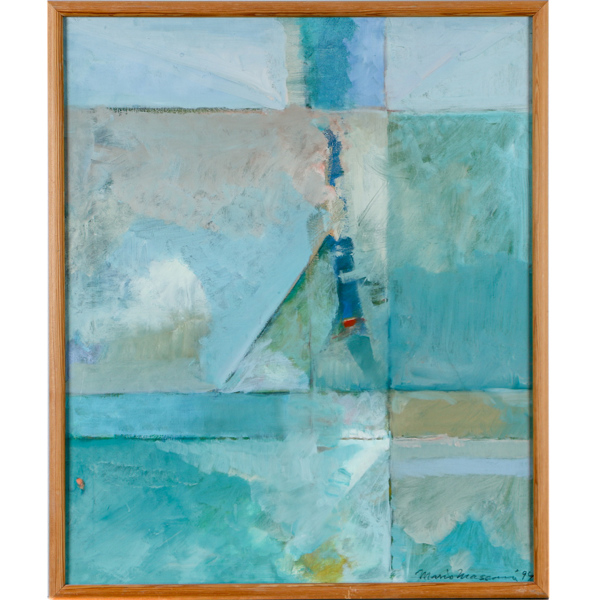 Mario Massanyi, komposition, olja på duk, signerad