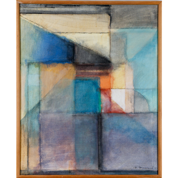 Mario Massanyi, komposition II, olja på duk, signerad