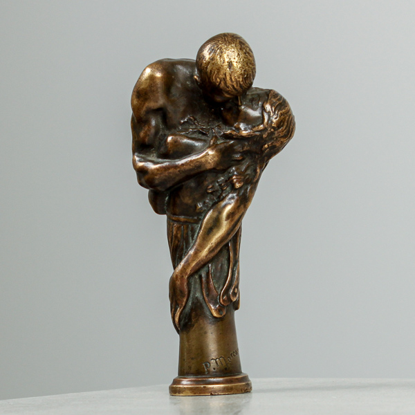 Paul Moreau-Vauthier, Frankrike, sigillstamp, brons, signerad i godset, omkring år 1900. 

