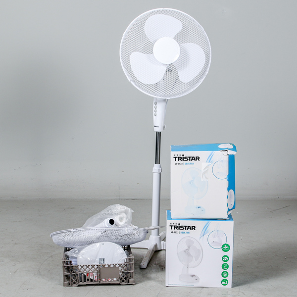 Fläktar, 3 st bordsfläktar samt 1 st golvfläkt, Tristar