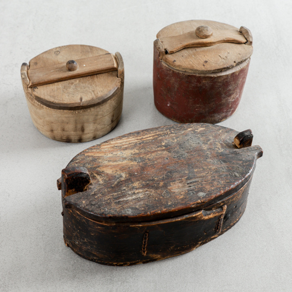 Askar med lock, 3 st, 1800-tal