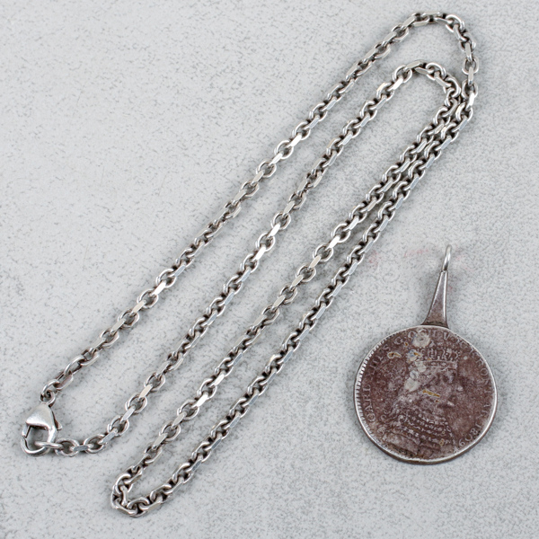 Halskedja och hänge, silver, 31g