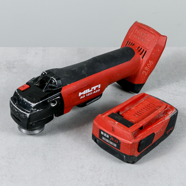 Vinkelslip, Hilti AG 125-A22, med batteri