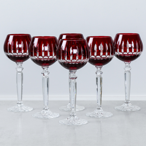 Vinglas, 6 st, böhmisk kristall