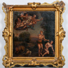 Oidentifierad konstnär, allegoriskt motiv med Adam och Eva, olja på duk, uppfodrad på pannå, 1700-tal