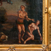 Oidentifierad konstnär, allegoriskt motiv med Adam och Eva, olja på duk, uppfodrad på pannå, 1700-tal