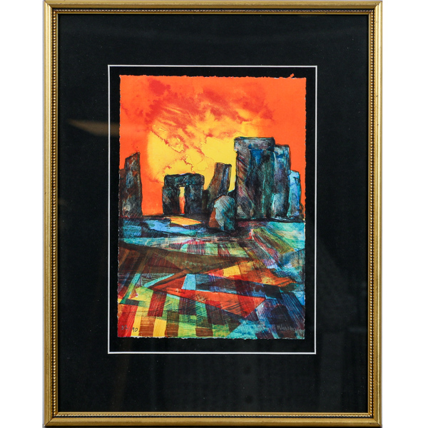 Kent Wahlbeck, Stonehenge, litografi, signerad