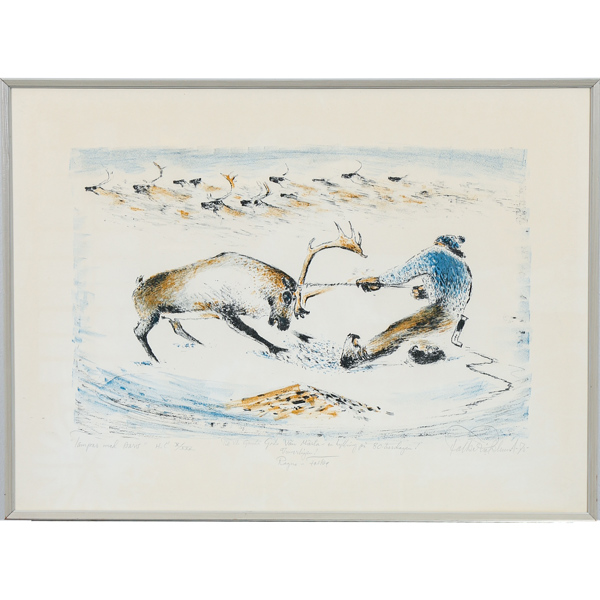 Folke Ricklund, "Tampas med sarv", litografi, signerad