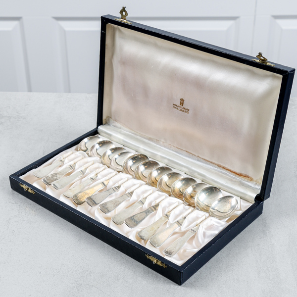 Kaffeskedar, 12st, silver, "Rosenholm", 147g