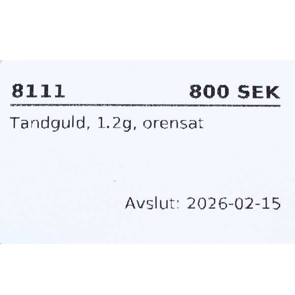 Tandguld, 1.2g, orensat