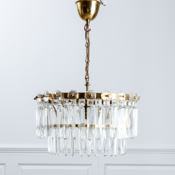 Taklampa, glas och mässing, 1900-talets andra hälft