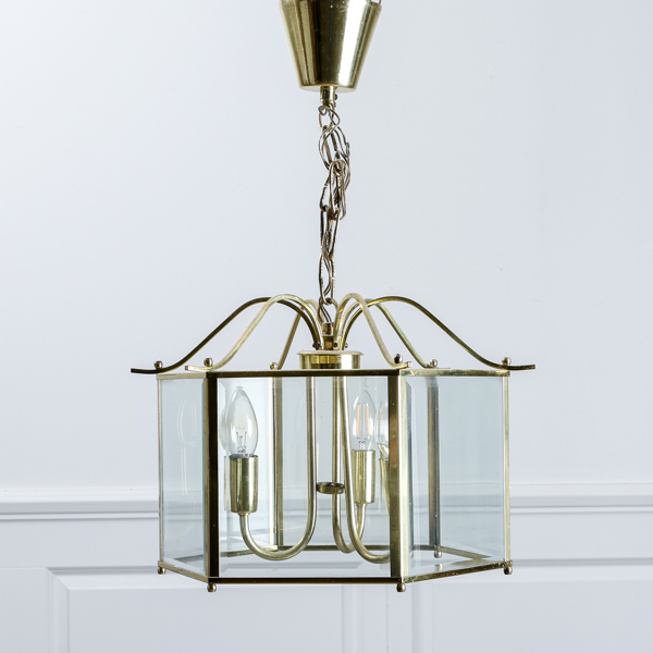 Taklampa, glas och mässing, 1900-talets andra hälft