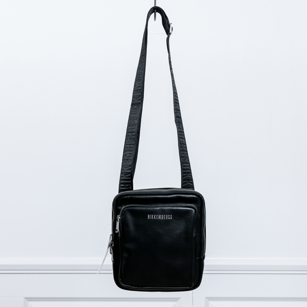 Bikkembergs, väska, "Flat Crossover", läder, oanvänd