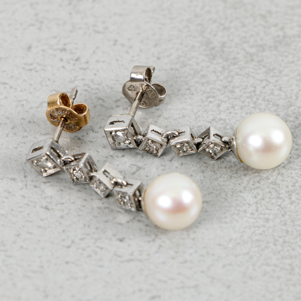 Diamantörhängen, 1 par, Guld 18k, 3.9g