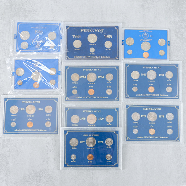 Myntverkets årsset, 10st, 1977-1986