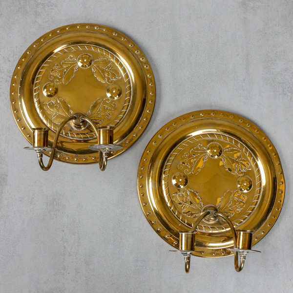 Väggljusplåtar, 1 par, mässing 