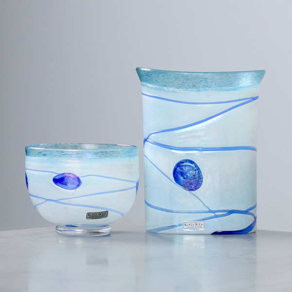 Bertil Vallien, "Galaxy" Skål & Vas, Artist Collection, Kosta Boda, signerade