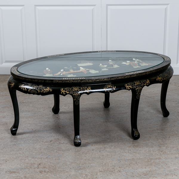 Soffbord, Kina, steninläggningar i form av figurscener, 1900-talets slut